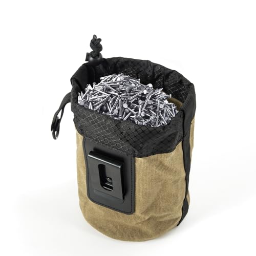 Waxed Canvas Nail/Screw Pouch, Tool Pouch with Belt Clip (Green)