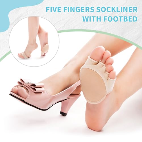 Image of SooGree 2Pairs Toe Topper Half Socks - Ball of Foot Cushions, Forefoot Pads for Women No Show Socks