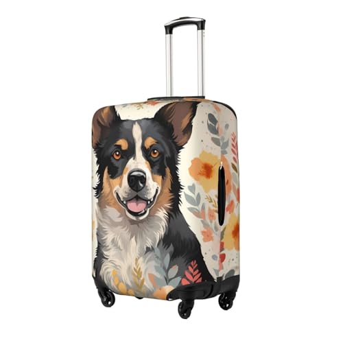 Cattle Dog Florals Luggage Cover Stretch Washable Suitcase Protector Suitcase Cover Anti-Scratch Luggage Sleeve Elastic Suitcase Case Protector Baggage Cover Fits 18-32 Inch2