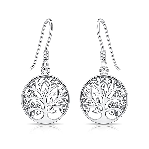 DTPsilver - Boucles d'oreilles Femme en Argent Fin 925 en Forme de Arbre de Vie