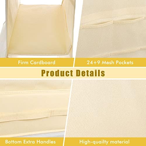 ELUCHANG Hanging Shelves Storage Organiser: 5 Shelves Wardrobe Closet Over Door Storage Organizer with 29 Side Pockets Foldable Wall Hanging Storage Organizer for Bedroom Clothes Toys 28x28x102cm