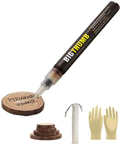 Wood Burning Marker Pen Chemical Woodburuning Marker for DIY Wood Painting, Replace Wood Burning Iron Kit, Easy use and Safe, Fine Tip Wood Burner Tools (One)