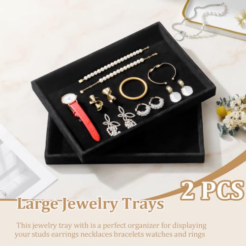 Image of Large Velvet Jewelry Tray Display Drawer Inserts 2 Pack