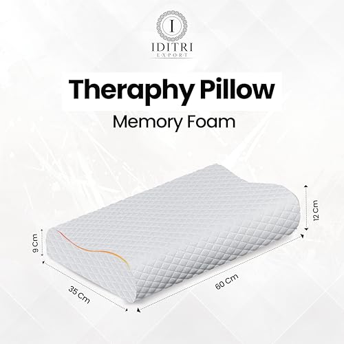 Image of Cervical Memory Foam Pillow for Neck and Shoulder Pain Relief, Ergonomic Contour Design for Back and Side Sleepers, Breathable White Cover, 60 x 35 x 12 cm Orthopedic Bedding Support
