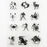 Sellos transparentes de silicona con símbolo del zodiaco de la constelación de 6.3 x 4.33 pulgadas para hacer tarjetas, álbumes de recortes, decoración de álbumes de fotos, sellos para manualidades