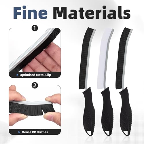 Image of FOOGWEE Hard Bristle Crevice Cleaning Brush - Cleaning Supplies - Grout Cleaning Brushes for Household Use - Crevice Cleaning Tool for Bathroom, Home and Kitchen (5, Black)