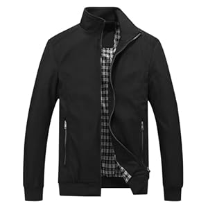 KUDORO Herren Leichte Jacke Langarm Übergangsjacke Bomberjacke Sportjacke mit Reißverschluss Windbreaker für Herren mit klassischem Stehkragen