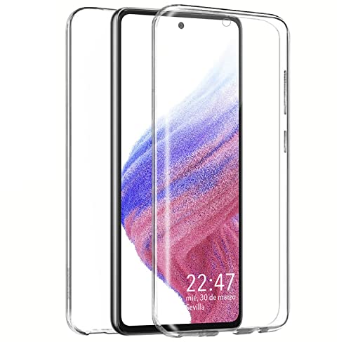 Funda 360 para Samsung Galaxy A53 5G Carcasa de Doble Cara AntiGolpes Gama Premium con Bordes cromados en Color TPU ulta Resistente Dos Partes Delantera + Trasera (Transparente) Cover