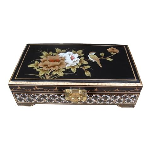 China Warehouse Direct Hand painted Lacquered Jewellery Box with Bird Cover