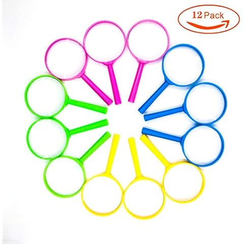 Kids Magnifying Glasses 12 Pack Handheld Plastic Portable Reading Magnifier Children Nature Exploration Toys Cover