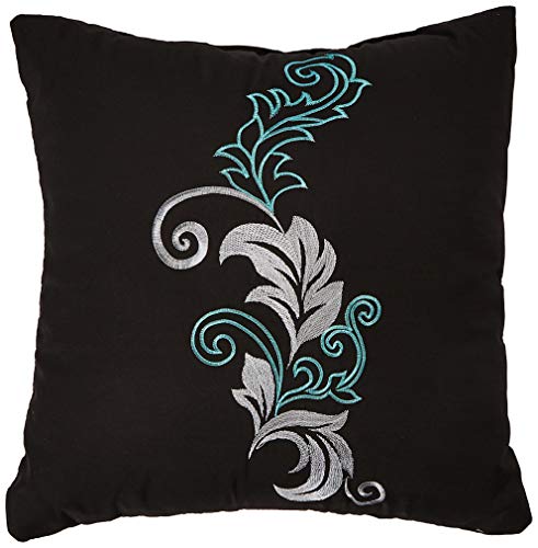 Chezmoi Collection Napa 7-Piece Luxury Leaves Scroll Embroidery Bedding Comforter Set (Full, Teal/Gray/Black)