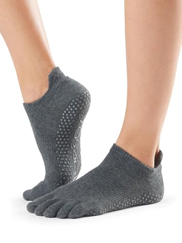 Image of toesox Low Rise Full Toe Grip Socks for Women - Non Slip Ankle Five Toe Barefoot Socks For Barre Yoga Pilates and Ballet