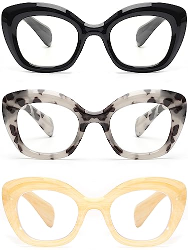 Jm 3 Pack Cateye Reading Glasses, Blue Light Blocking Computer Reader For Women Men +2.75 #TOP4