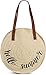 styleBREAKER Damen runde Korbtasche mit gesticktem 'Hello Summer' Spruch und Reißverschluss, Strandtasche geflochten, Schultertasche 02012288, Farbe:Beige