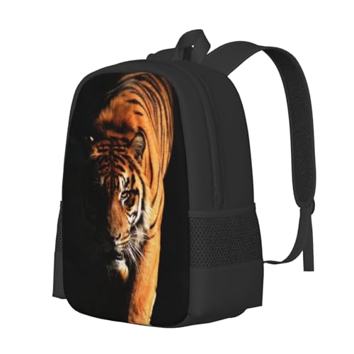 17 Inch Backpack for Ferocious Tiger Studio Lightweight Adjustable Animal Backpacks with Mesh Side Pockets for Travel Outdoor Sports2