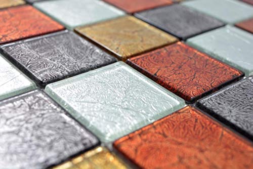 Mosaico de cristal transparente, dorado, plateado, negro, rojo, estructura de pared, para cocina, baño, 10 unidades
