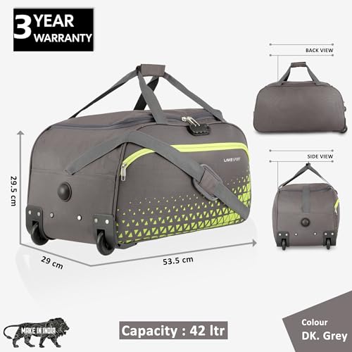Image of Lavie Sport 53.5 cms Anti-theft Arrow Wheel Duffle Bag | (Dk. Grey)
