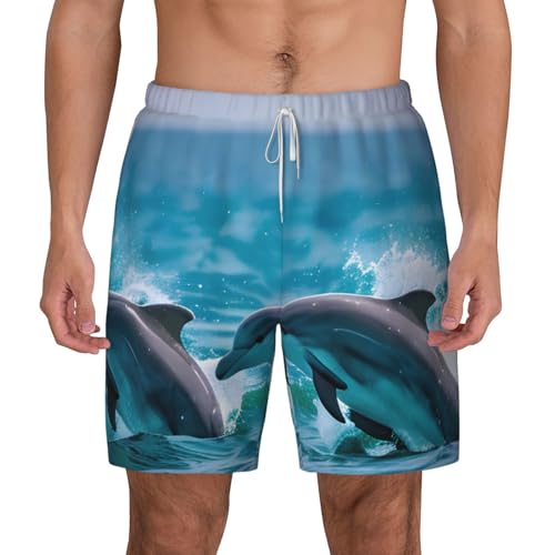 Bañador para hombre con estampado de delfines azul de playa