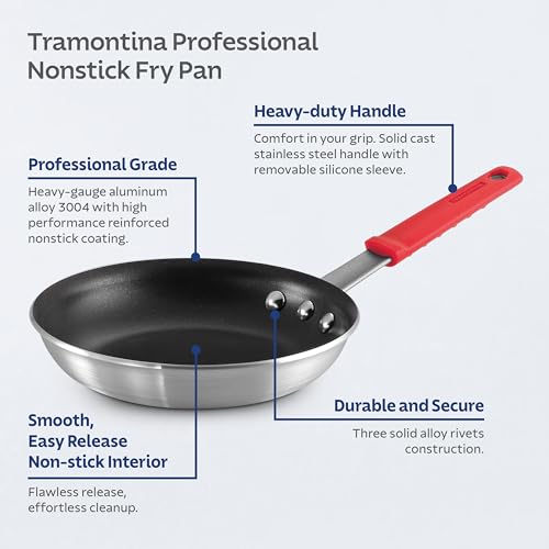 Image of TRAMONTINA Professional Nonstick Restaurant Fry Pan, 8 inch, Natural Aluminum