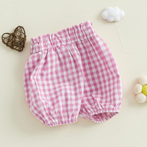 Toddler Baby Boy Girl Shorts Gingharm Plaid Shorts Summer Casual Bow Elastic Waist Pants Baby Bottoms Summer Outfit2