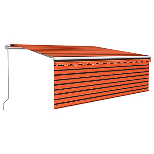 vidaXL Gelenkarmmarkise Einziehbar mit Jalousie LED Markise Sonnenmarkise Balkonmarkise Sonnenschutz Sichtschutz Garten Terrasse Balkon 4,5x3m Orange Braun