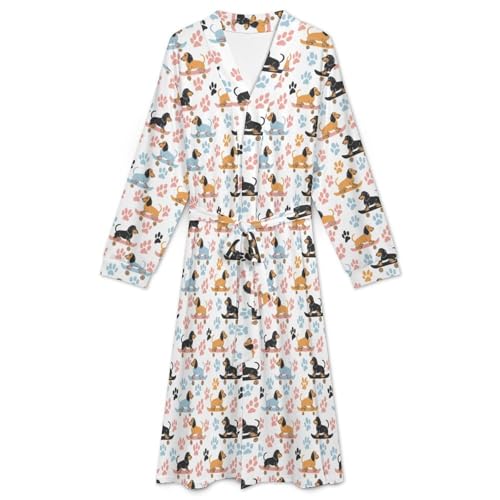 Dachshund Dogs on Skateboards Soft Robe Long Sleeve Bathrobes V Neck Sleepwear Spa Robes with Belt Men Woman3