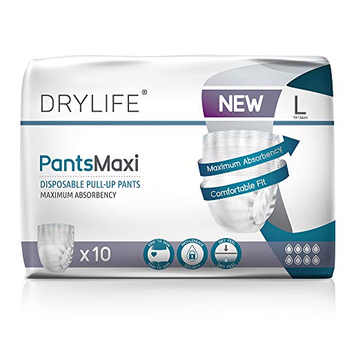 Drylife Pants Maxi Disposable Pull-Up Incontinence Pants - Large (2 Packs of 10)