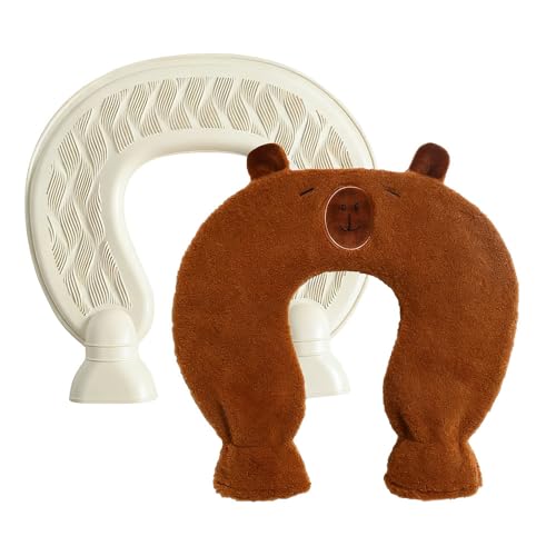 KUWUNG Nackenwärmflasche, 1L Wärmflasche Nacken mit Weichem Bezug, Wärmflasche Nacken Schulter, Wärmekissen Nacken, Wärme Komfort Wärmekissen...