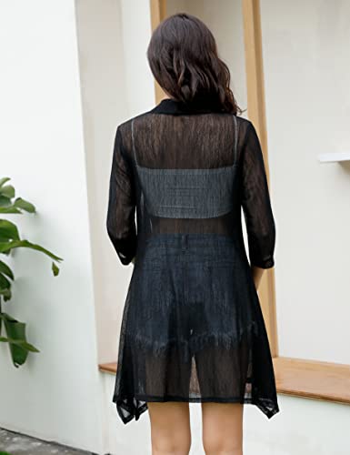 iClosam Women 3/4 Sleeve Cardigan Sweater Casual Sheer Open Front Kimono Cardigans Summer Trendy Beach Cover Ups4