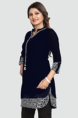 Image of Keshubaba Women's Short Tunics with Neckline Embroidery |Kurti Tops | Short Kurti | Short Kurti for Women | Short Kurti for Girls