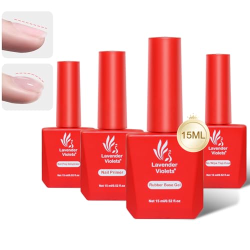 Lavender Violets 15ml x4 Gel Nail Polish Base and Top ...