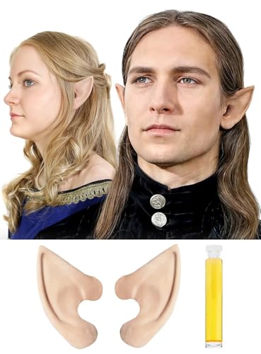 Maskworld Elfenohren aus Latex mit Mastix Hautkleber - Latexohren Elfen 7 5 cm hautfarben überschminkbar - für Halloween Karneval Motto-Party & LARP Kostüm-Accessoire