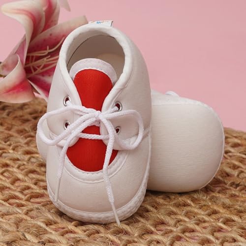 Image of Neska Moda 6 To 12 Months Baby Boys & Baby Girls Cute Soft Cotton Pre-Walker Lace Booties-BT4713