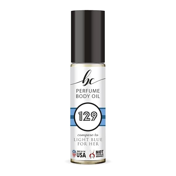 BC Perfume 129 Inspired by Light Blue For Her For Women Fragrance Body Oil Dupes Alcohol-Free Sample Travel Size Concentrated Long Lasting Roll-On 0.3 Fl Oz/10ml