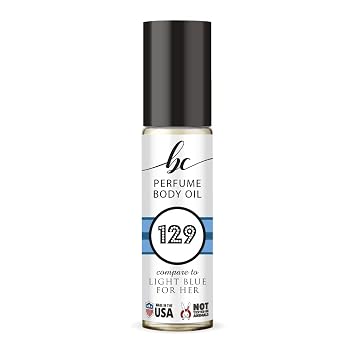 BC Perfume 129 Inspired by Light Blue For Her For Women Fragrance Body Oil Dupes Alcohol-Free Sample Travel Size Concentrated Long Lasting Roll-On 0.3 Fl Oz/10ml