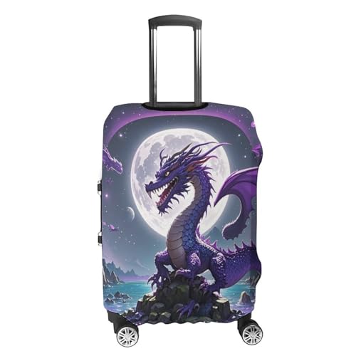 Purple Dragon Moon Suitcase Covers Luggage Protector - Travel Elastic Baggage Case Protective, Washable Anti-scratch Large Suit Case Cover for Suitcases Fits 19-32 Inch Luggages M4