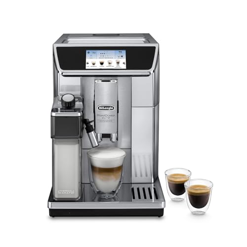 De'Longhi PrimaDonna Elite Experience ECAM650.85.MS, Machine à Café Grain Automatique, Buse vapeur pour Mousser le Lait, Machine à Expresso et Cappuccino, Connectable à L'App, Acier Inoxydable, Métal