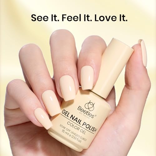 Image of Beetles Yellow Gel Nail Polish - 15ML /0.51Fl Oz., Soft Butter Yellow Gel Polish, Color-Matched Bottle, Soak-Off UV LED, Long-Lasting Holiday & Summer Nails Art for DIY Beginners & Salon Pros