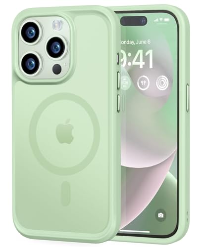 Image of MOCCA Strong Magnetic for iPhone 14 Pro Case, [Compatible with Magsafe][13FT Military Drop Protection] Slim Translucent Matte Shockproof Case for iPhone 14 Pro Phone Case 6.1'', Light Green