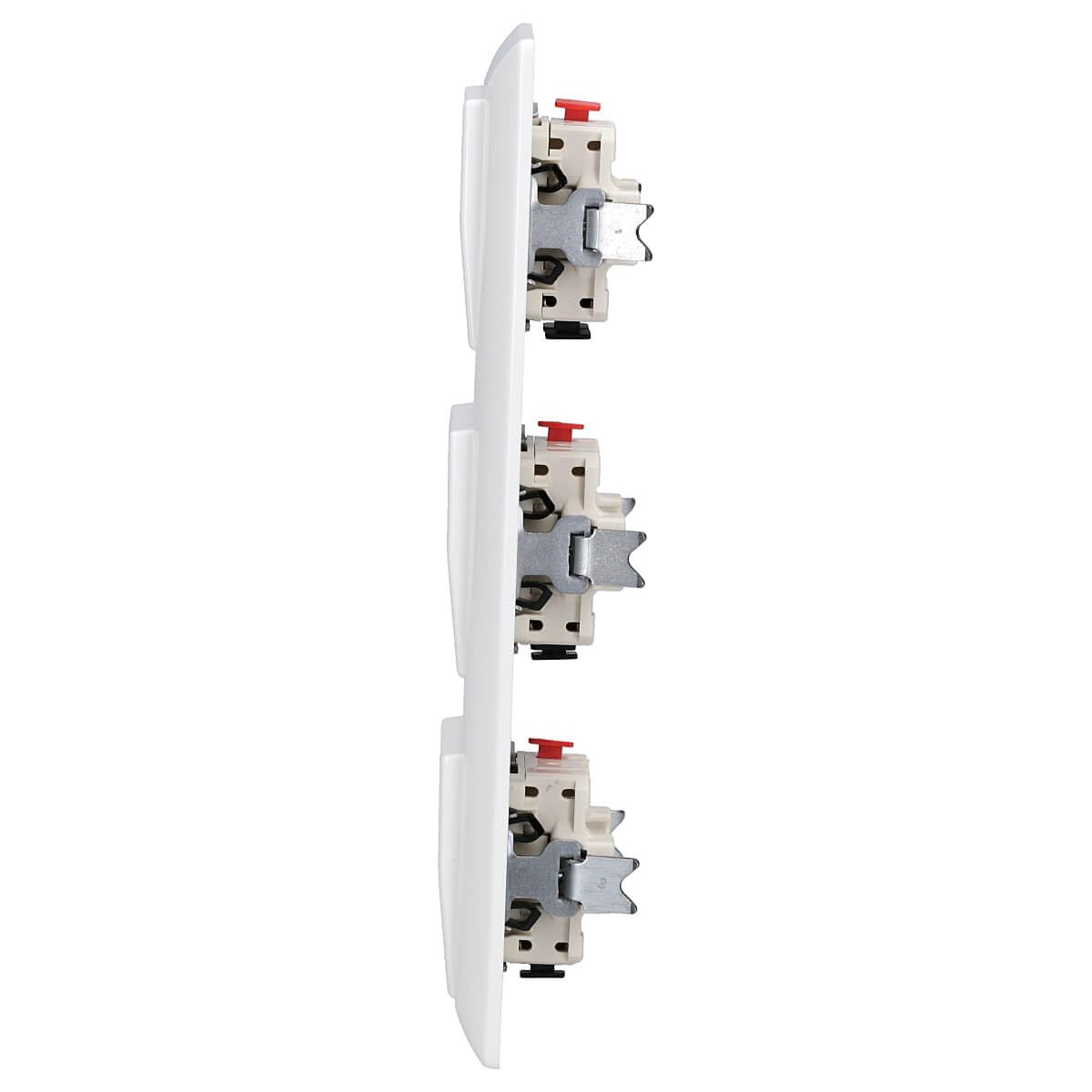 Jung Taster Set Alpinweiß Serie A mit AS583WW Rahmen 3fach + 3x 506U Wippschalter Universal Aus-Wechsel + 3x AS591WW Wippe