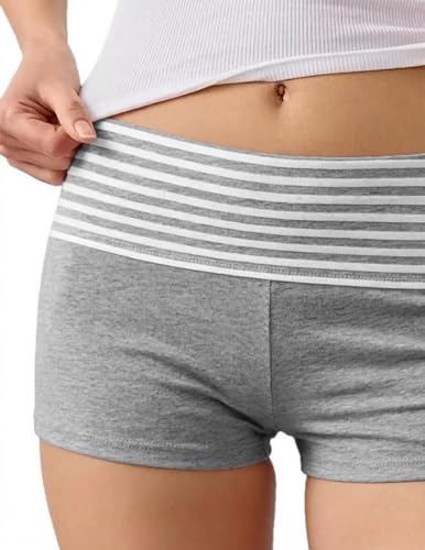 Image of Women Fold Over Lounge Shorts Low Waist Fitted Pajama Shorts Cute Sleep Pj Short Bottoms Roll Over Yoga Shorts