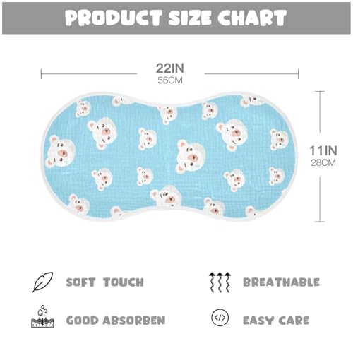 2 Pack Baby Burp Cloths, Soft Absorbent Burping Cloths for Babies, Cotton Milk Spit Up Rags, Large Size for Newborns, Baby Boys and Girls (Polar Bear Faces)4