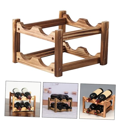 Support rangement bouteilles vin compact double étagère décorative - 7
