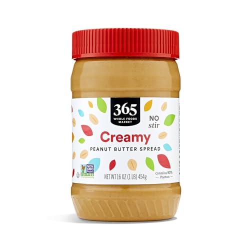365 by Whole Foods Market, Creamy Peanut Butter Spread, No Stir, 16 Ounce