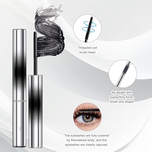 Facelove Iron Eye Mascara 2 PCS Ironeye Mascara Iron Eye Eisenlocke Mascara Face Love Mascara Iron Eye Mascara 3D-Curling-Mascara Wasserfest Schlank Lockig Nicht Verschmierend (Schwarz 8g)