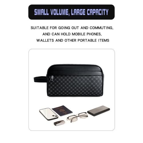 محفظة يد ذات سعة كبيرة للرجال - منظم مقاوم للماء والخدش للهاتف والبطاقات ومستلزمات العمل والسفر