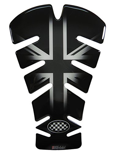 Évitez les rayures sur votre moto avec ce tampon de réservoir 3D Union Jack noir argent
