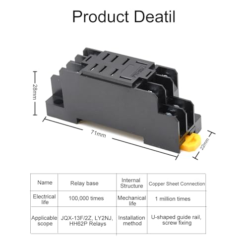 Aideepen 4 Stuck LY2NJ Relaissockel Kompatibel mit LY2NJ, JQX-13F/2Z, HH62P