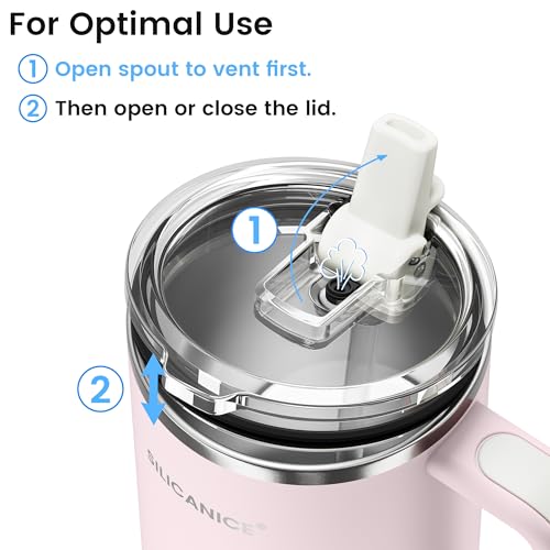 Image of For Travel & Gym - Never Drink from a Moldy Lid Again: 40oz Hygienic Tumbler, 100% Leakproof Lid & Removable Foldable Spout. Reinforced Base, Fits Cup Holders - Pink Sand