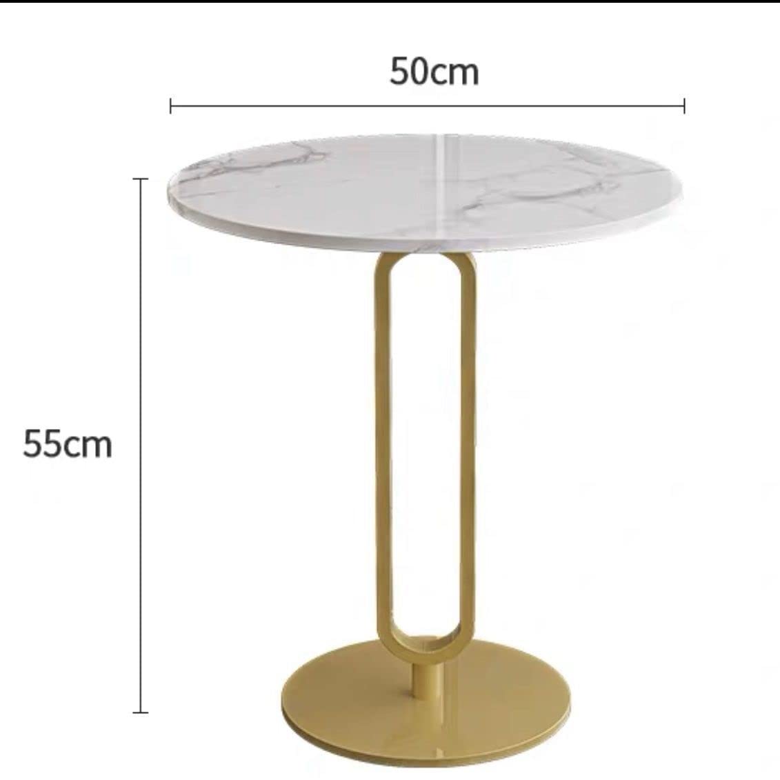 Stolik do Salonu Żelazna Płyta Stolik Narożny Salon Mały Kawowy Marmur Okrągły Stół Sofa Balkon Kawowy(F,50 * 55cm)